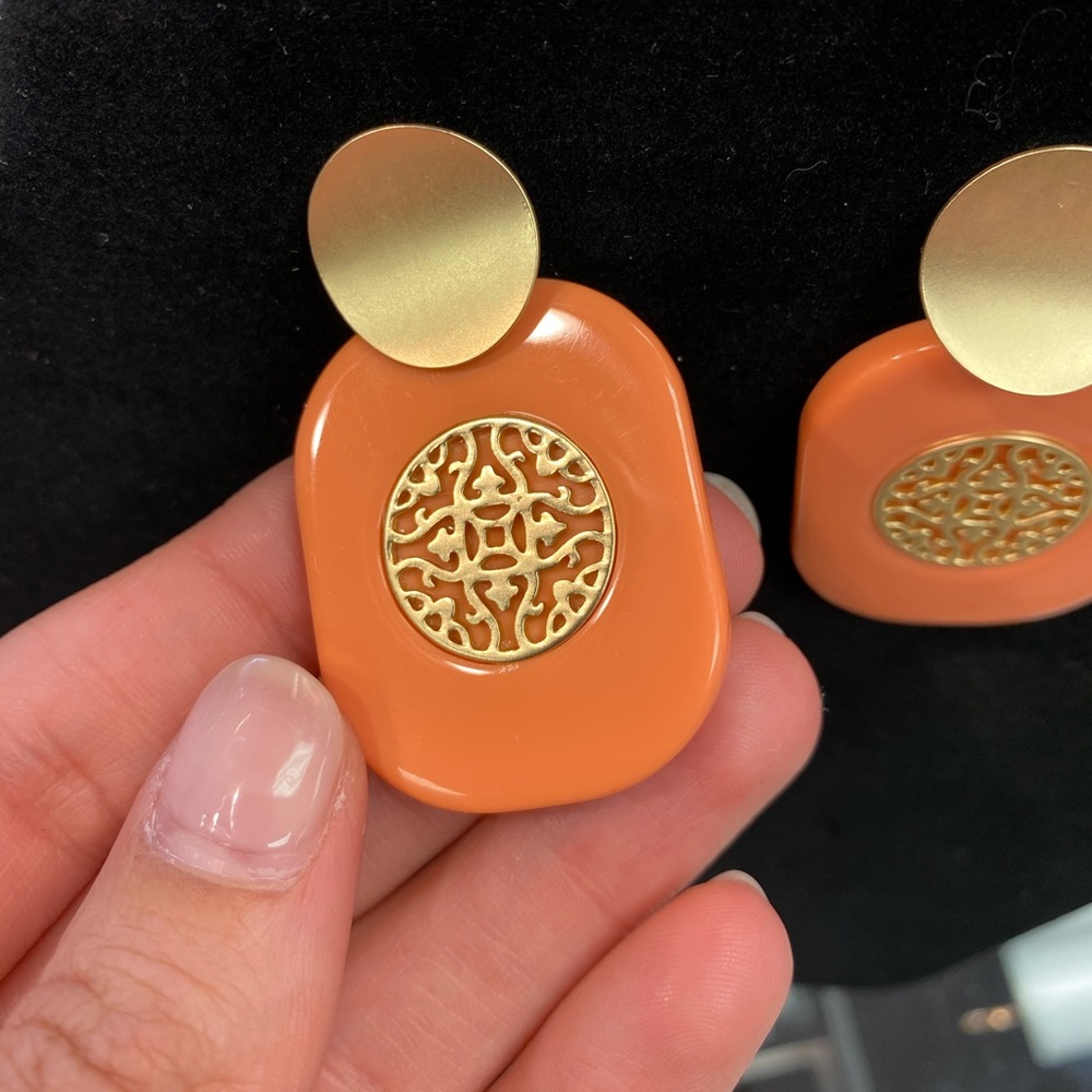 ZENZII- 18k gold plated peach earrings